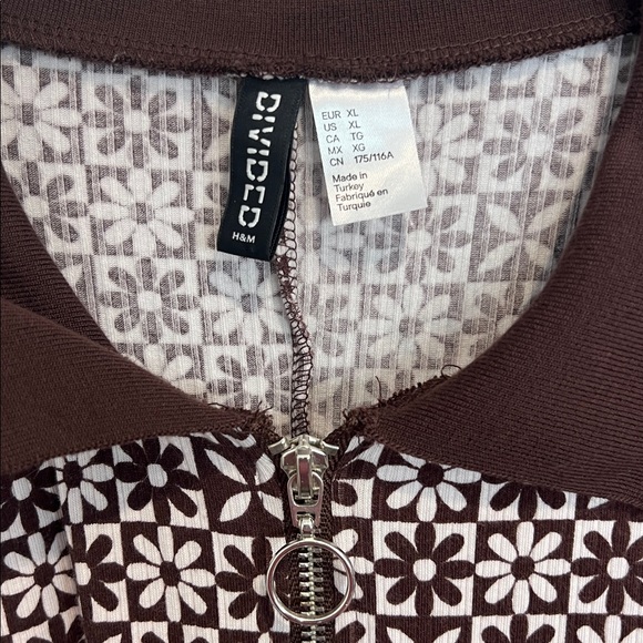 H&M Brown and White Floral Long Sleeve Dress size XL - Picture 2 of 4